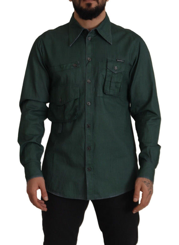 Emerald Elegance Slim Fit Casual Shirt Dolce & Gabbana