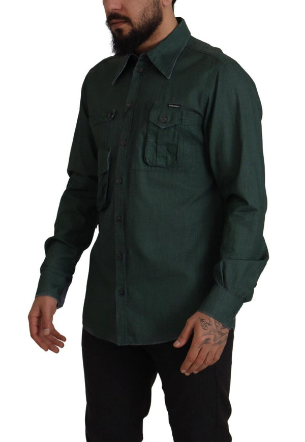 Emerald Elegance Slim Fit Casual Shirt Dolce & Gabbana