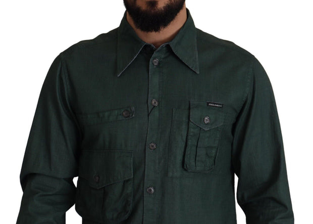 Emerald Elegance Slim Fit Casual Shirt Dolce & Gabbana