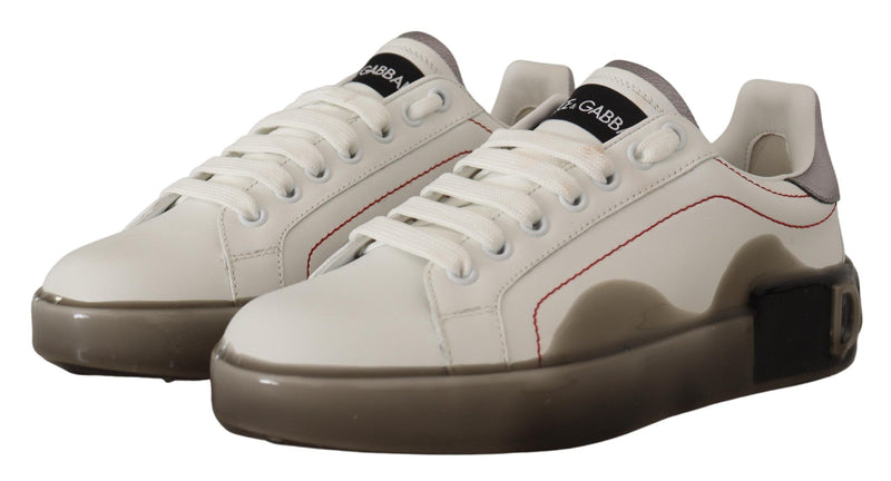 Elegant White Leather Sneakers Dolce & Gabbana