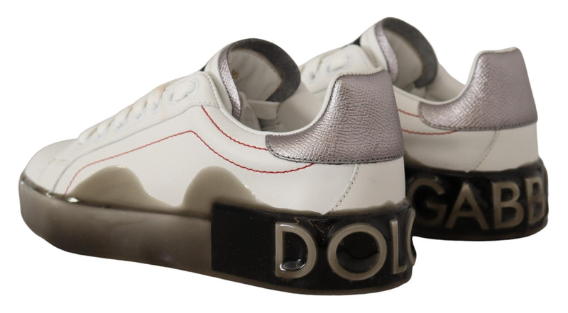 Elegant White Leather Sneakers Dolce & Gabbana