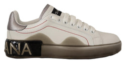 Elegant White Leather Sneakers Dolce & Gabbana