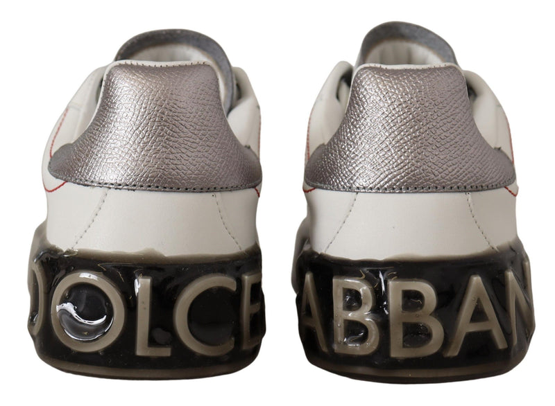 Elegant White Leather Sneakers Dolce & Gabbana