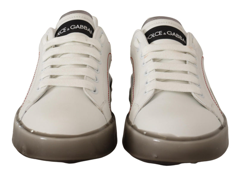 Elegant White Leather Sneakers Dolce & Gabbana