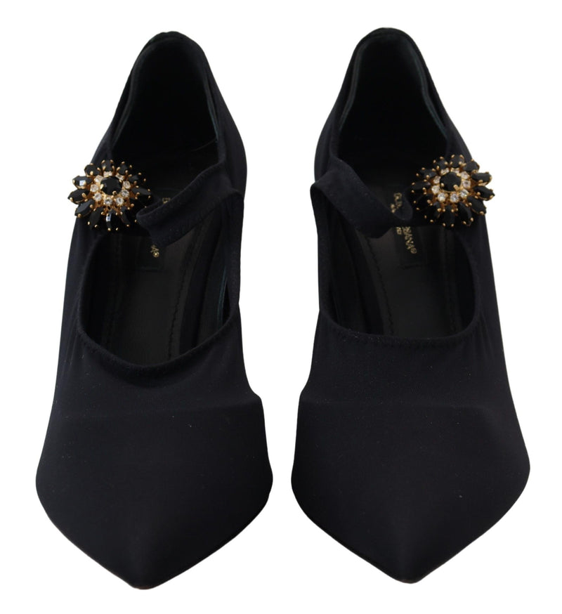 Chic Black Mary Jane Sock Pumps with Crystals Dolce & Gabbana