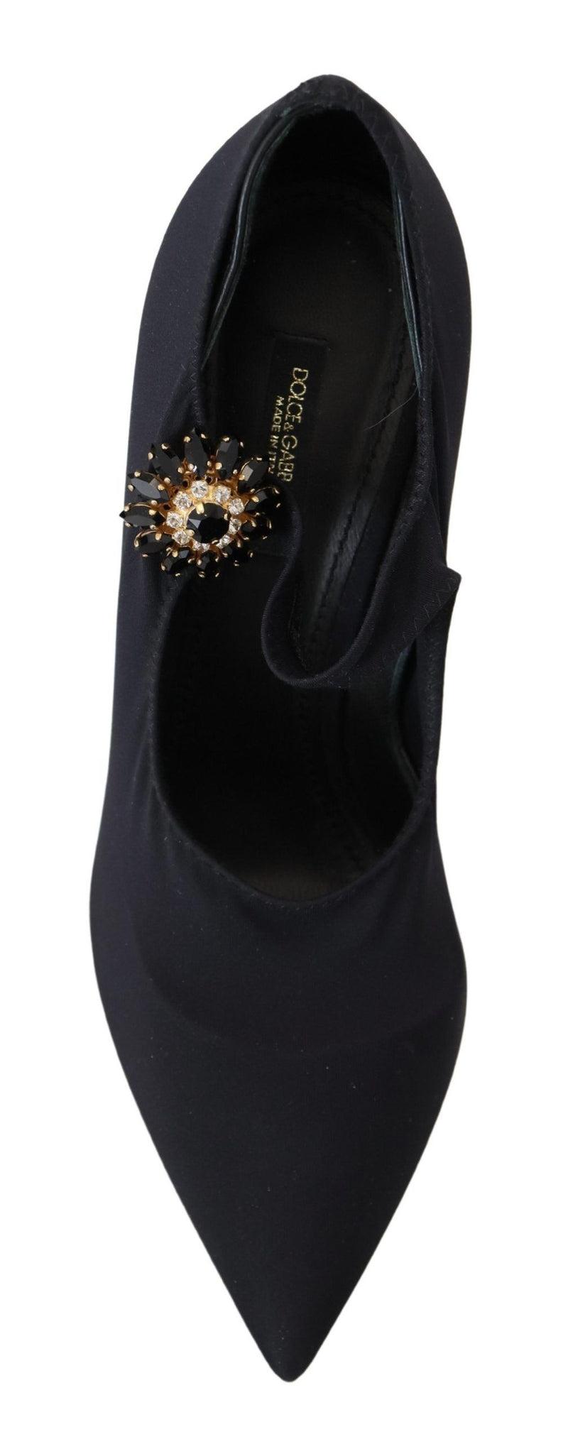 Chic Black Mary Jane Sock Pumps with Crystals Dolce & Gabbana