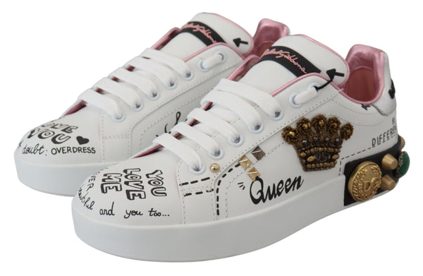 Queen Crown Chic Leather Sneakers Dolce & Gabbana