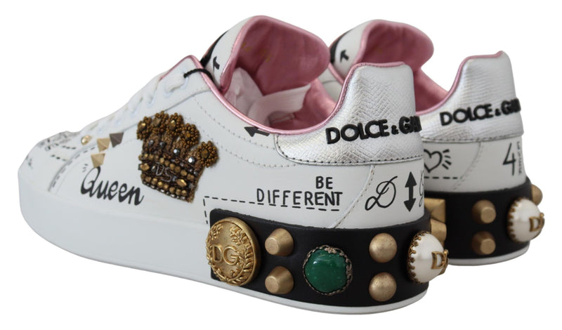 Queen Crown Chic Leather Sneakers Dolce & Gabbana