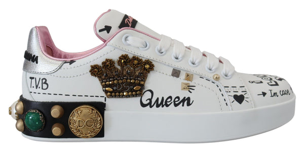 Queen Crown Chic Leather Sneakers Dolce & Gabbana