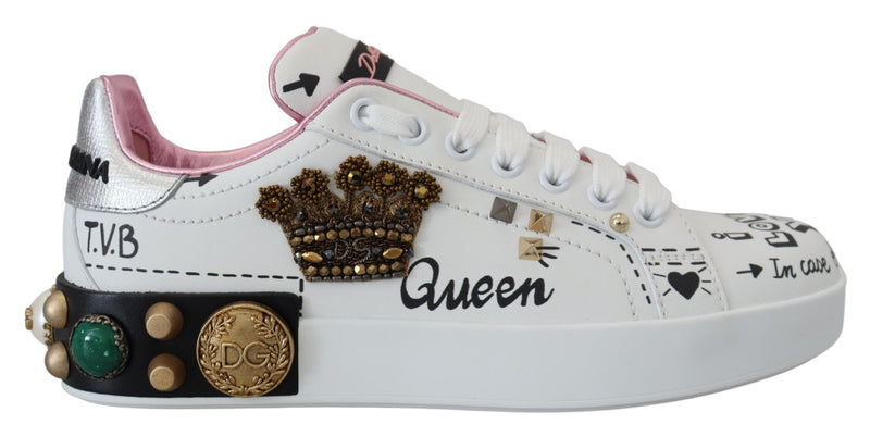 Queen Crown Chic Leather Sneakers Dolce & Gabbana