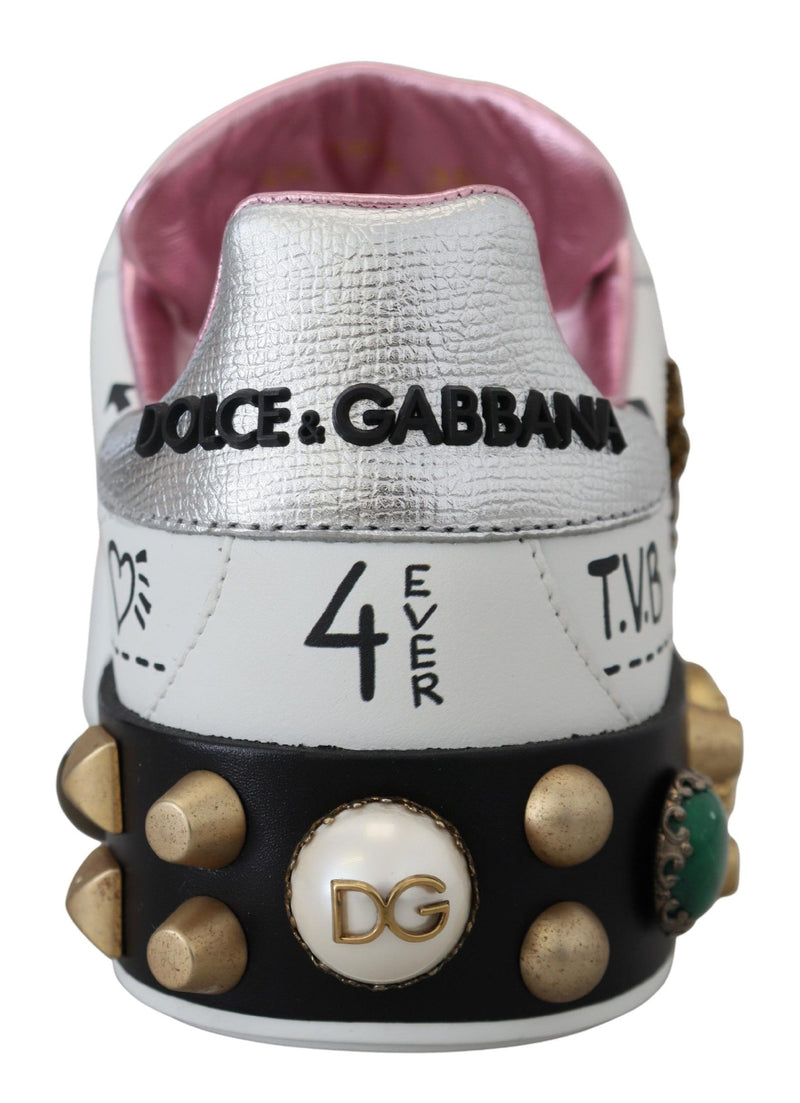 Queen Crown Chic Leather Sneakers Dolce & Gabbana