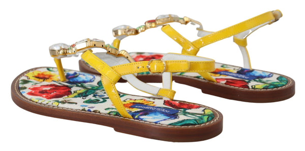 Majolica Crystal Embellished Leather Sandals Dolce & Gabbana