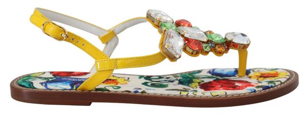 Majolica Crystal Embellished Leather Sandals Dolce & Gabbana