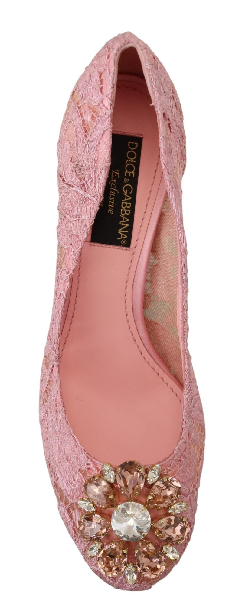 Pastel Pink Lace Crystal Embellished Pumps Dolce & Gabbana