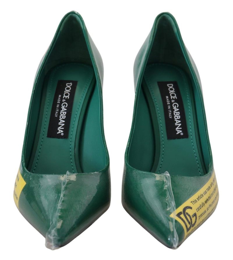 Emerald Elegance Leather Heels Pumps Dolce & Gabbana