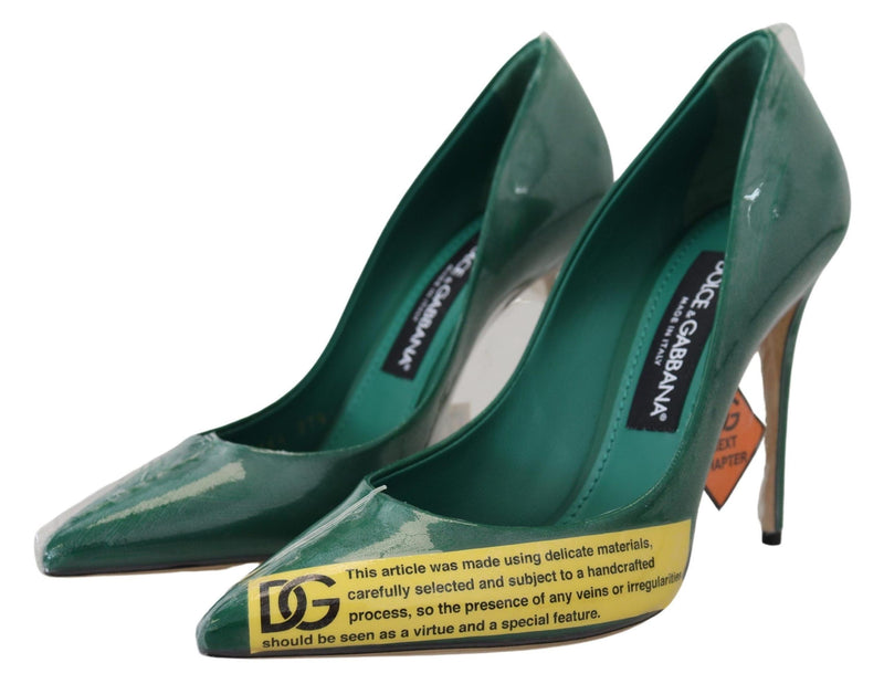 Emerald Elegance Leather Heels Pumps Dolce & Gabbana