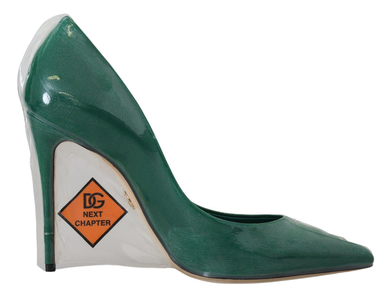 Emerald Elegance Leather Heels Pumps Dolce & Gabbana