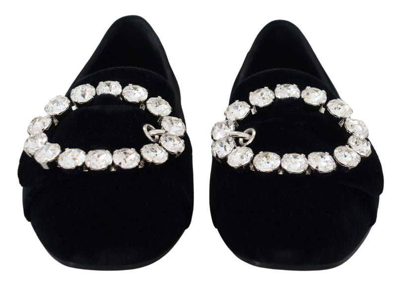 Chic Velvet Crystal-Embellished Loafers Dolce & Gabbana