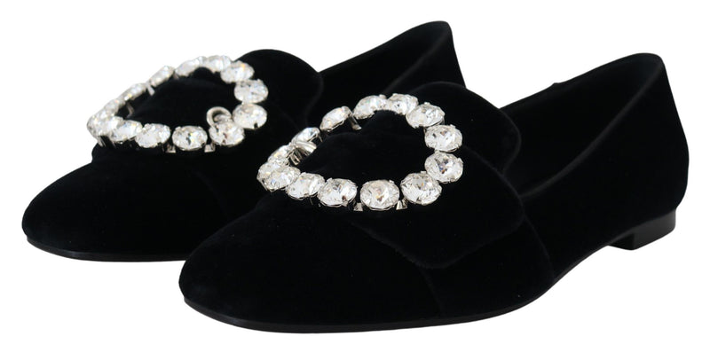 Chic Velvet Crystal-Embellished Loafers Dolce & Gabbana