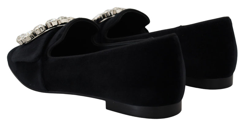 Chic Velvet Crystal-Embellished Loafers Dolce & Gabbana