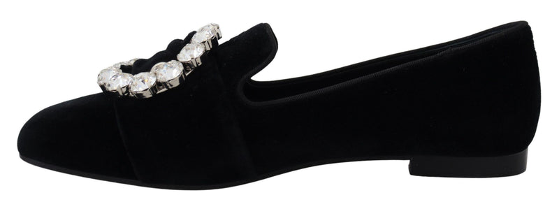 Chic Velvet Crystal-Embellished Loafers Dolce & Gabbana