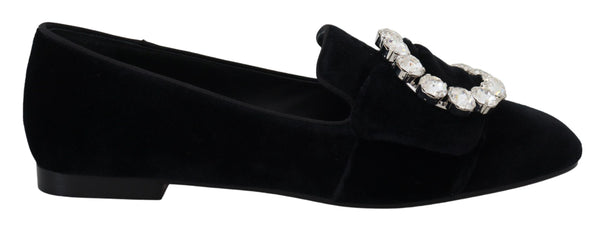Chic Velvet Crystal-Embellished Loafers Dolce & Gabbana