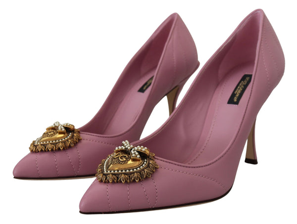 Devotion Leather Heels in Pink Dolce & Gabbana