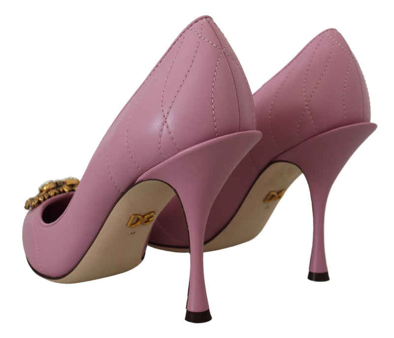 Devotion Leather Heels in Pink Dolce & Gabbana