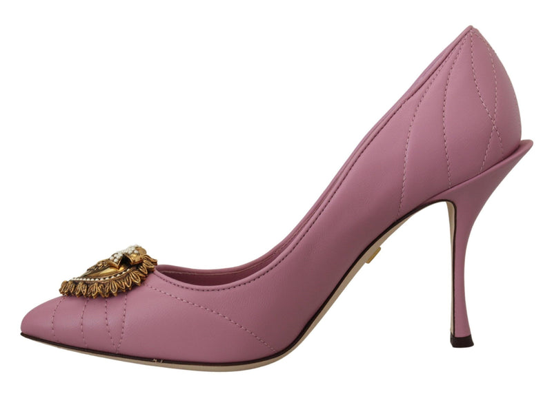 Devotion Leather Heels in Pink Dolce & Gabbana