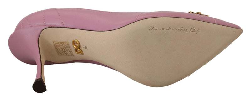 Devotion Leather Heels in Pink Dolce & Gabbana