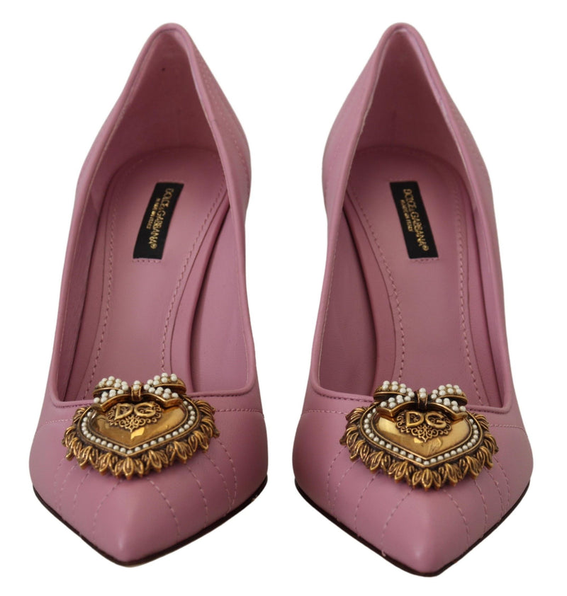 Devotion Leather Heels in Pink Dolce & Gabbana