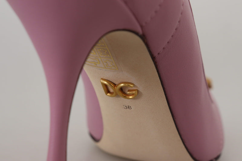 Devotion Leather Heels in Pink Dolce & Gabbana