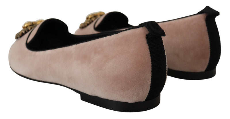 Elegant Pink Velvet Devotion Loafers Dolce & Gabbana