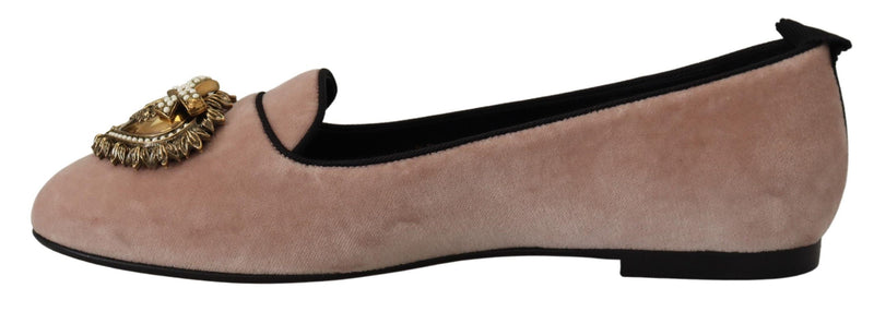Elegant Pink Velvet Devotion Loafers Dolce & Gabbana