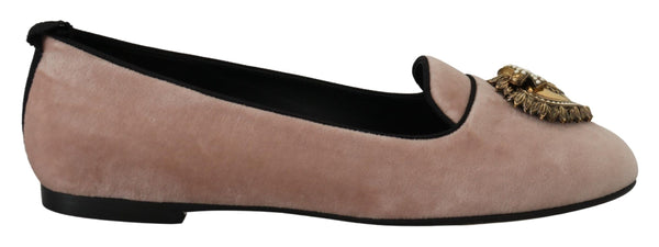 Elegant Pink Velvet Devotion Loafers Dolce & Gabbana