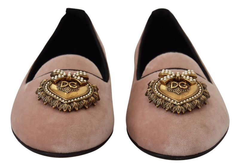 Elegant Pink Velvet Devotion Loafers Dolce & Gabbana