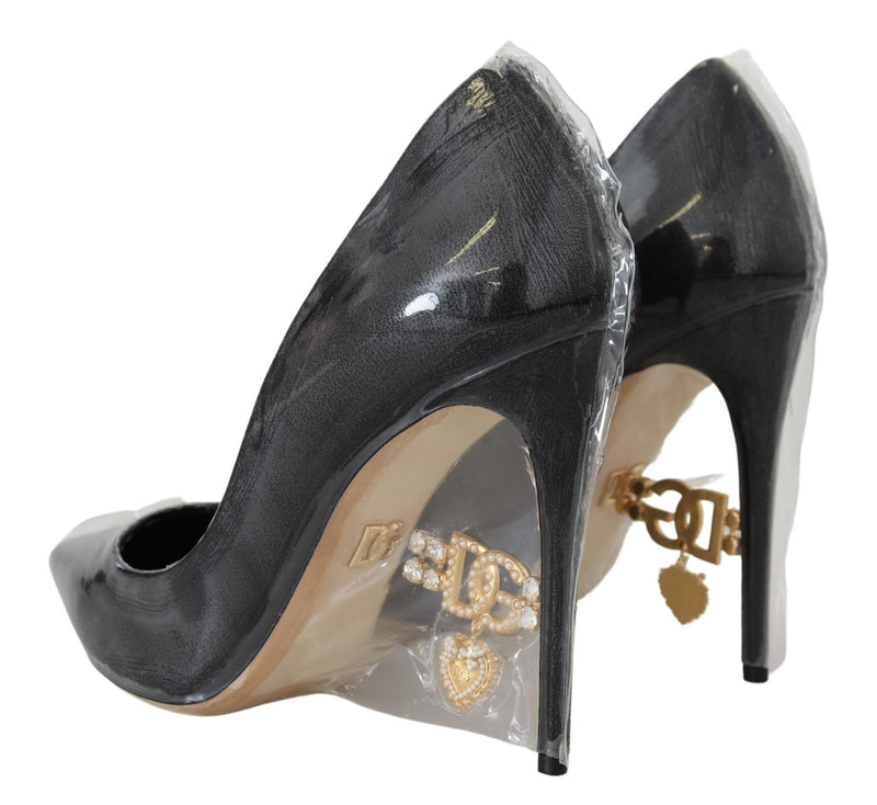 Elegant Black Gold Detail Heels Pumps Dolce & Gabbana