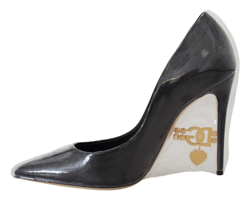 Elegant Black Gold Detail Heels Pumps Dolce & Gabbana