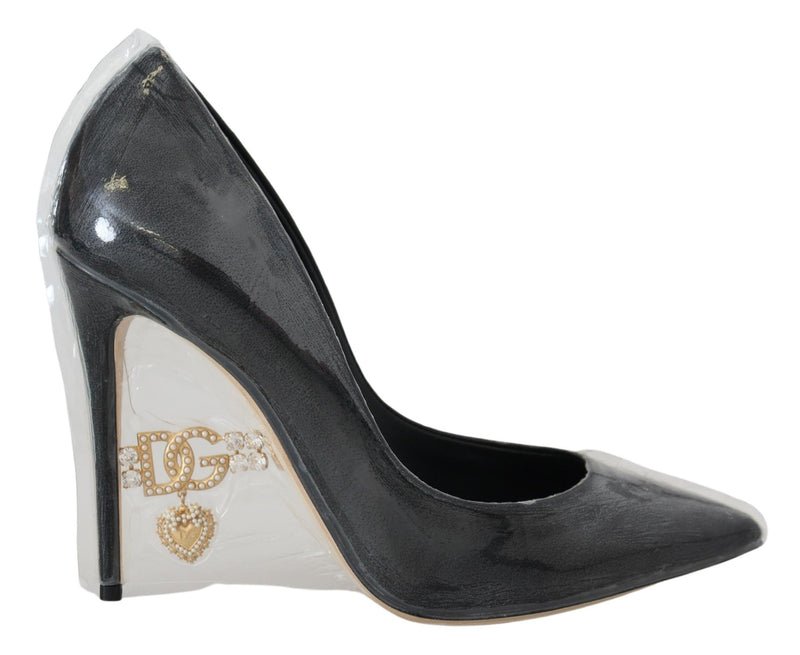 Elegant Black Gold Detail Heels Pumps Dolce & Gabbana