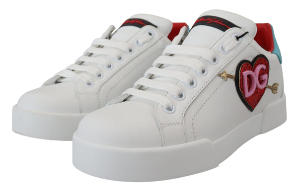 Elegant White Portofino Leather Sneakers Dolce & Gabbana