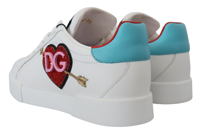 Elegant White Portofino Leather Sneakers Dolce & Gabbana