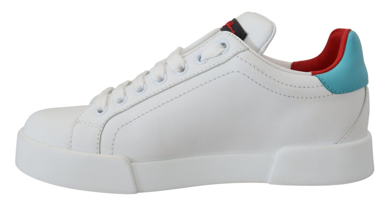 Elegant White Portofino Leather Sneakers Dolce & Gabbana