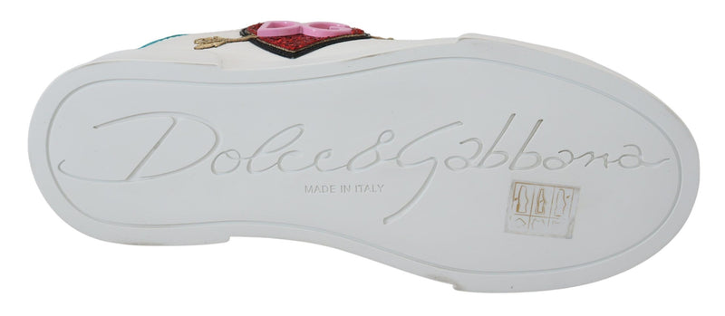 Elegant White Portofino Leather Sneakers Dolce & Gabbana