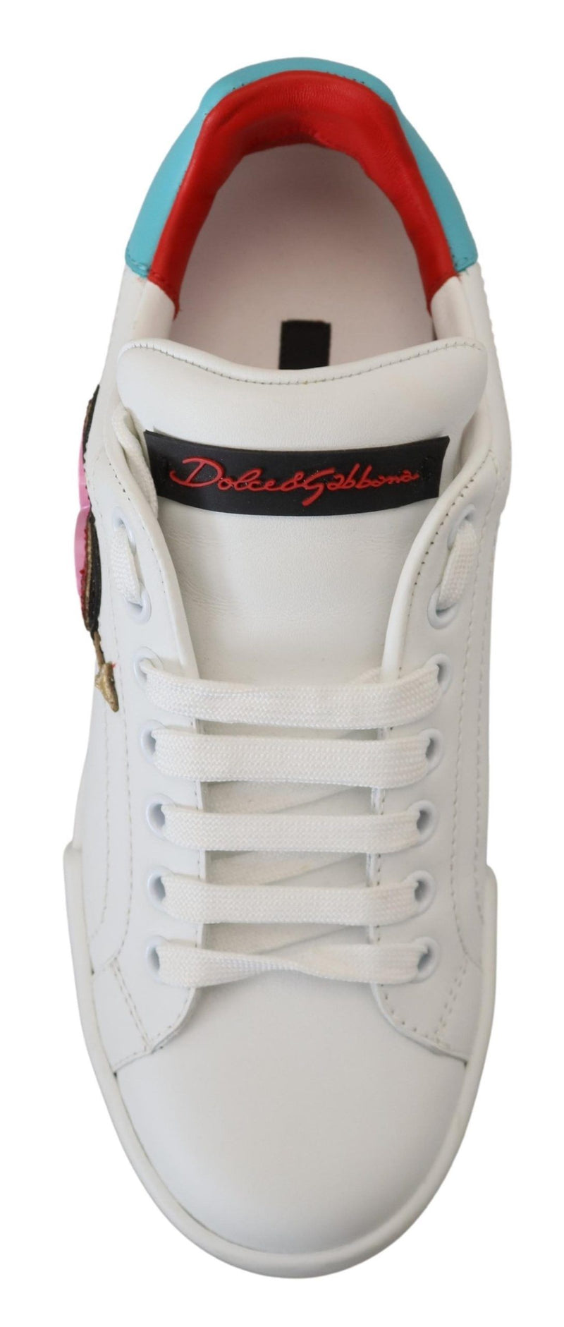 Elegant White Portofino Leather Sneakers Dolce & Gabbana