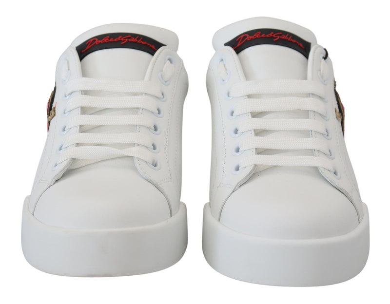 Elegant White Portofino Leather Sneakers Dolce & Gabbana