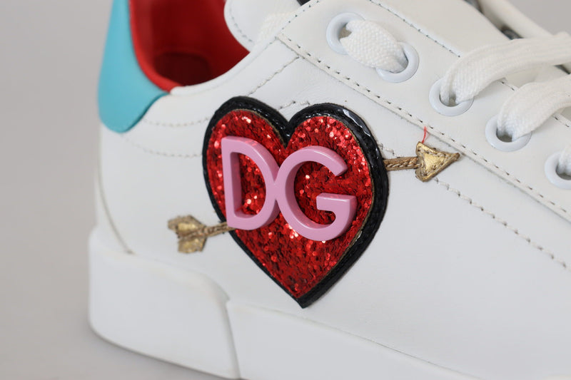 Elegant White Portofino Leather Sneakers Dolce & Gabbana