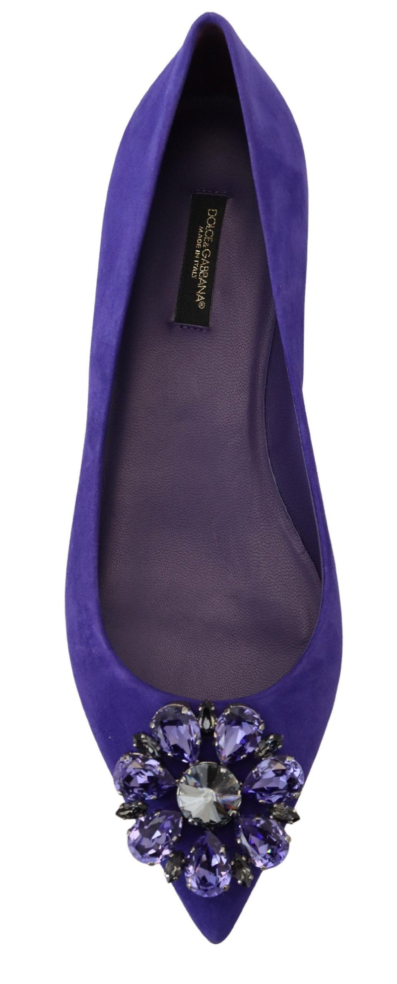 Embellished Crystal Purple Suede Flats Dolce & Gabbana