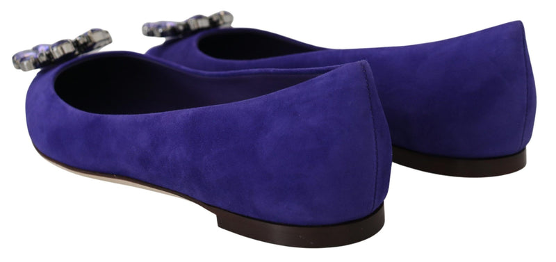 Embellished Crystal Purple Suede Flats Dolce & Gabbana
