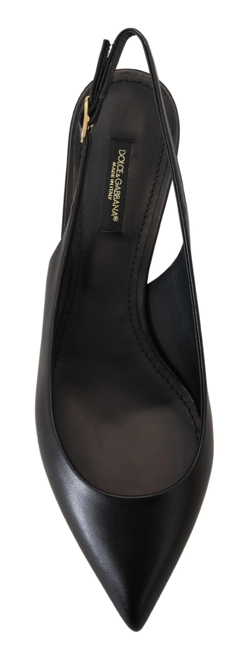 Elegant Black Leather Slingback Pumps Dolce & Gabbana