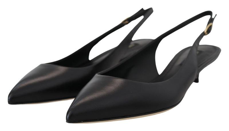 Elegant Black Leather Slingback Pumps Dolce & Gabbana